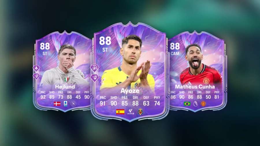 Højlund, Ayoze, and Matheus Cunha Fantasy FC cards in FC 26