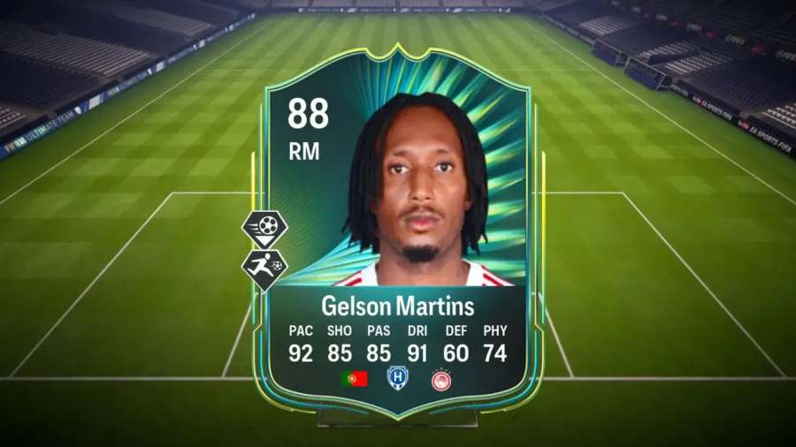Gelson Martins 88 OVR Moments SBC card in FC 26