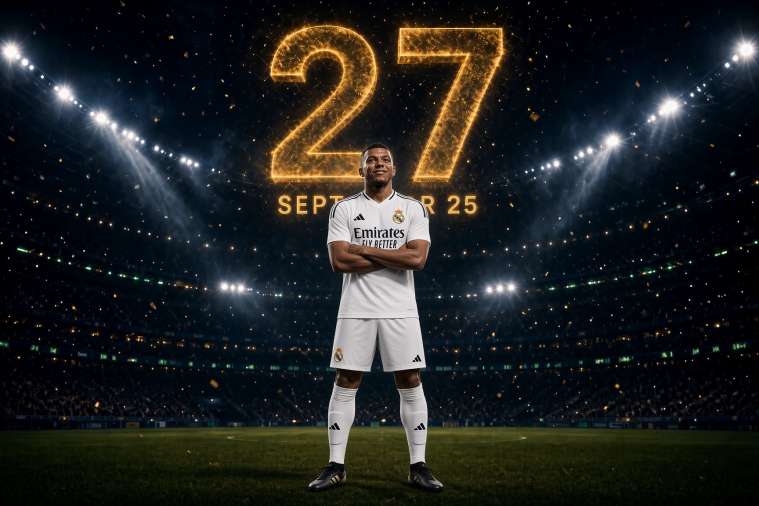 FC 27 release date September 25 with Mbappé at a night stadium