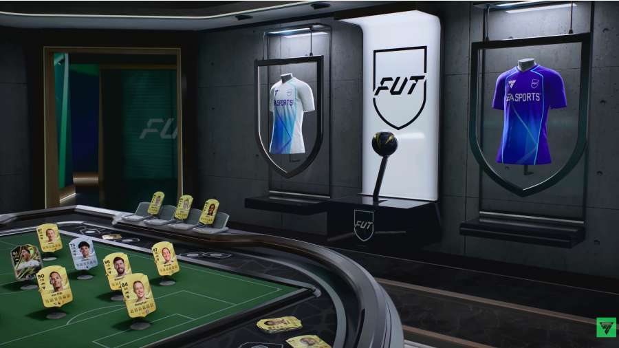 FUT Gallery hall with cards displayed in golden frames